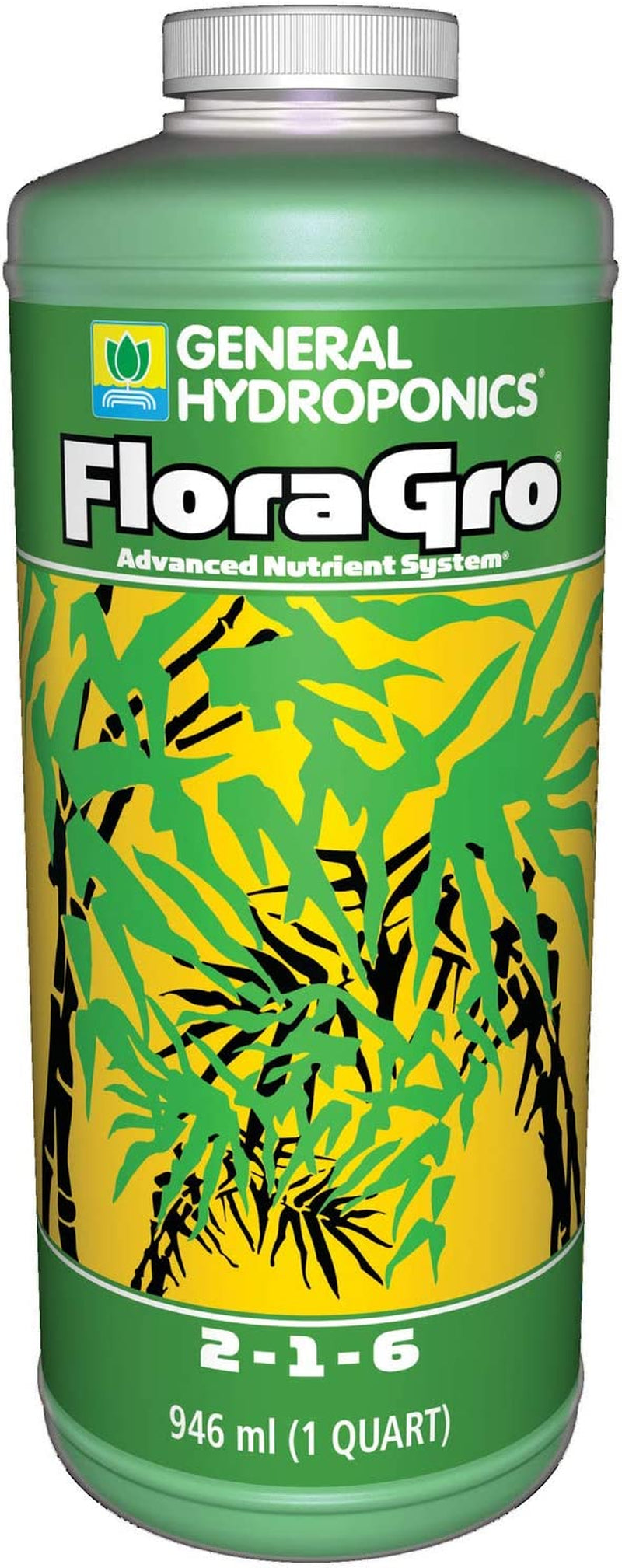 Floragro 2-1-6, Use with Floramicro & Florabloom, Provides Nutrients for Structural & Foliar Growth, Ideal for Hydroponics, 1-Quart