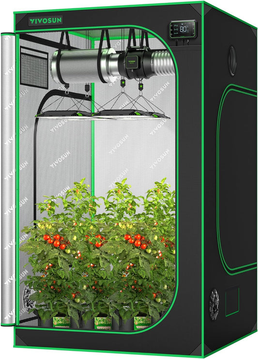 S558 5X5 Grow Tent, 60"X60"X80" High Reflective Mylar with Observation Window and Floor Tray for Hydroponics Indoor Plant for VSF6450