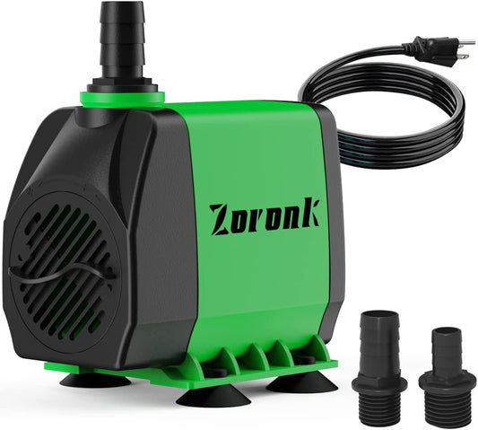 Submersible Water Pump 800GPH Ultra Quiet for Fountain, Pond, Aquarium, Hydroponic with 6Ft Power Cord Green