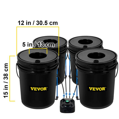 DWC Hydroponic System 5 Gal. Buckets Deep Water Culture Growing Bucket Hydroponics Grow Kit for Outdoor (4-Pack)