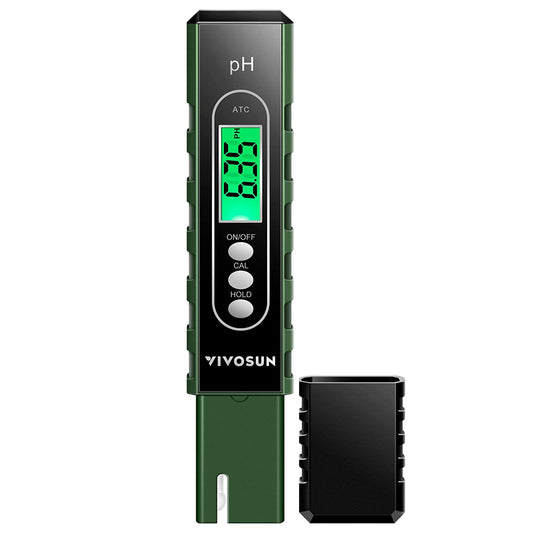 PH Meter Digital PH Tester Pen 0.01 High Accuracy Water Quality Tester with 0-14 PH Measurement Range for Household Drinking, Pool and Aquarium, with ATC, Army Green