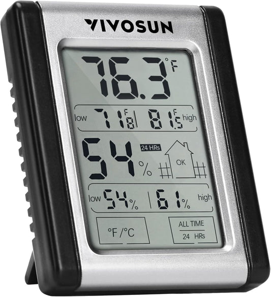 Digital Indoor Hygrometer Grow Tent Thermometer, Temperature and Humidity Monitor Meter for Plants, Indoor, Home, Office
