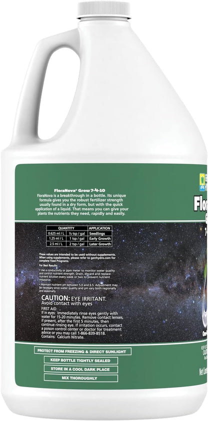 Floranova Grow 7-4-10, Robust Strength of Dry Fertilizer but in Rapid Liquid Form, Use for Hydroponics, Soilless Mixtures, Containers & Garden Grown Plants, 1-Gallon