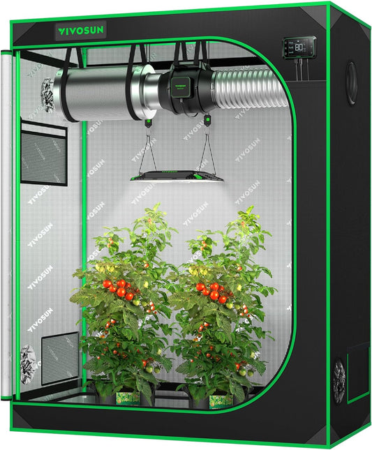 S425 4X2 Grow Tent, 48"X24"X60" High Reflective Mylar with Observation Window and Floor Tray for Hydroponics Indoor Plant for VS2000