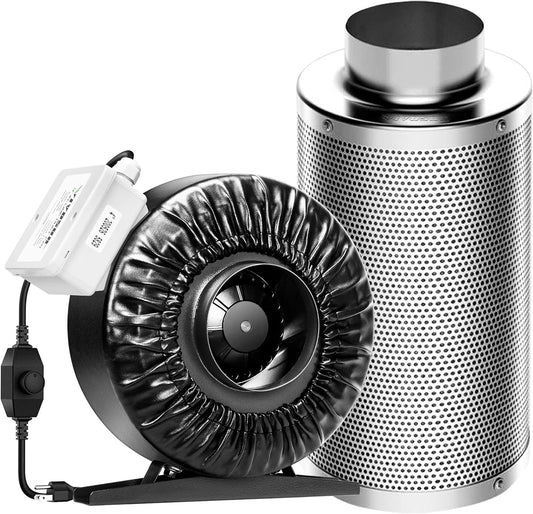 Ventilation Kit 4 Inch 203 CFM Inline Duct Fan with 4"X 14" Carbon Filter Odor Control System with Australia Virgin Charcoal for Grow Tent Ventilation