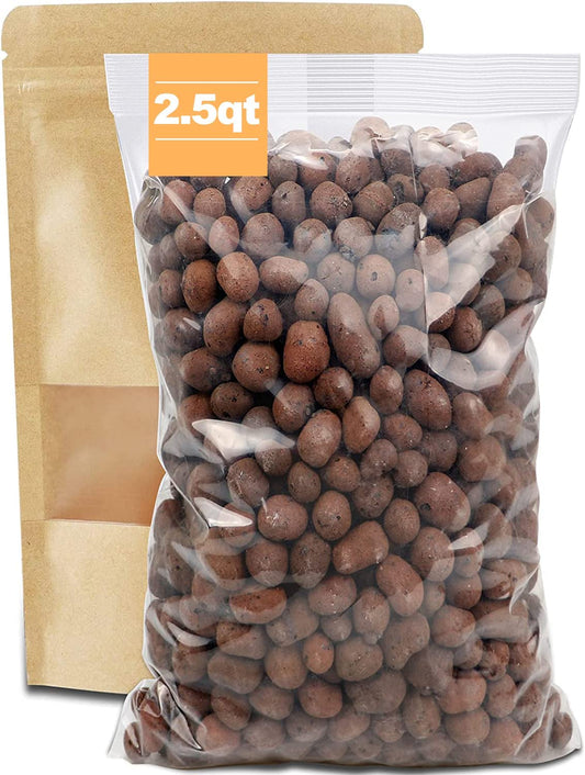 Expanded Hydroponic Clay Pebbles 2.5Qt, 8Mm-12Mm, Natural Organic Flower Orchid Plant Grow Media, Porous Stones for Hydroponics, Drainage, Decoration, Aquaponics and Other Gardening Essentials